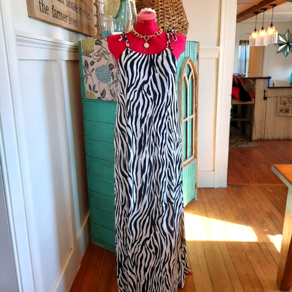 NWT Pink Lily Boutique Zebra Maxi Dress